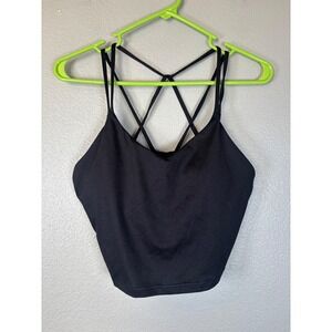 Old Navy Active PowerPress Strappy Back Sports Bra Black Light Support Medium